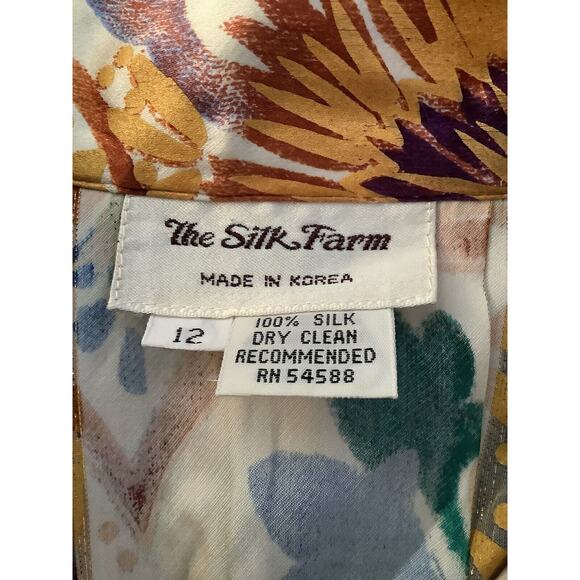 Vintage The Silk Farm Blouse 100% Silk Women Size 12 Blouse Button Front Top - Picture 4 of 4